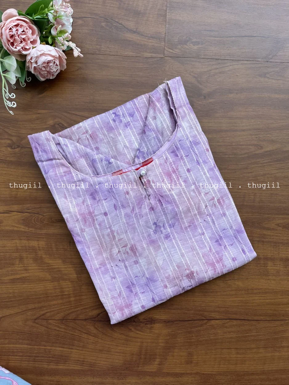 T280 Lilac Jute Cotton Kurta