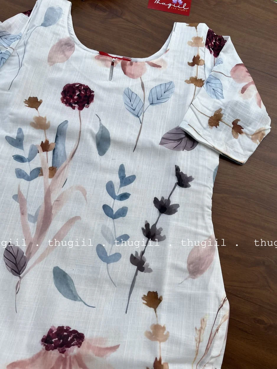 T293 Floral Soft Linen Kurta - Image 2
