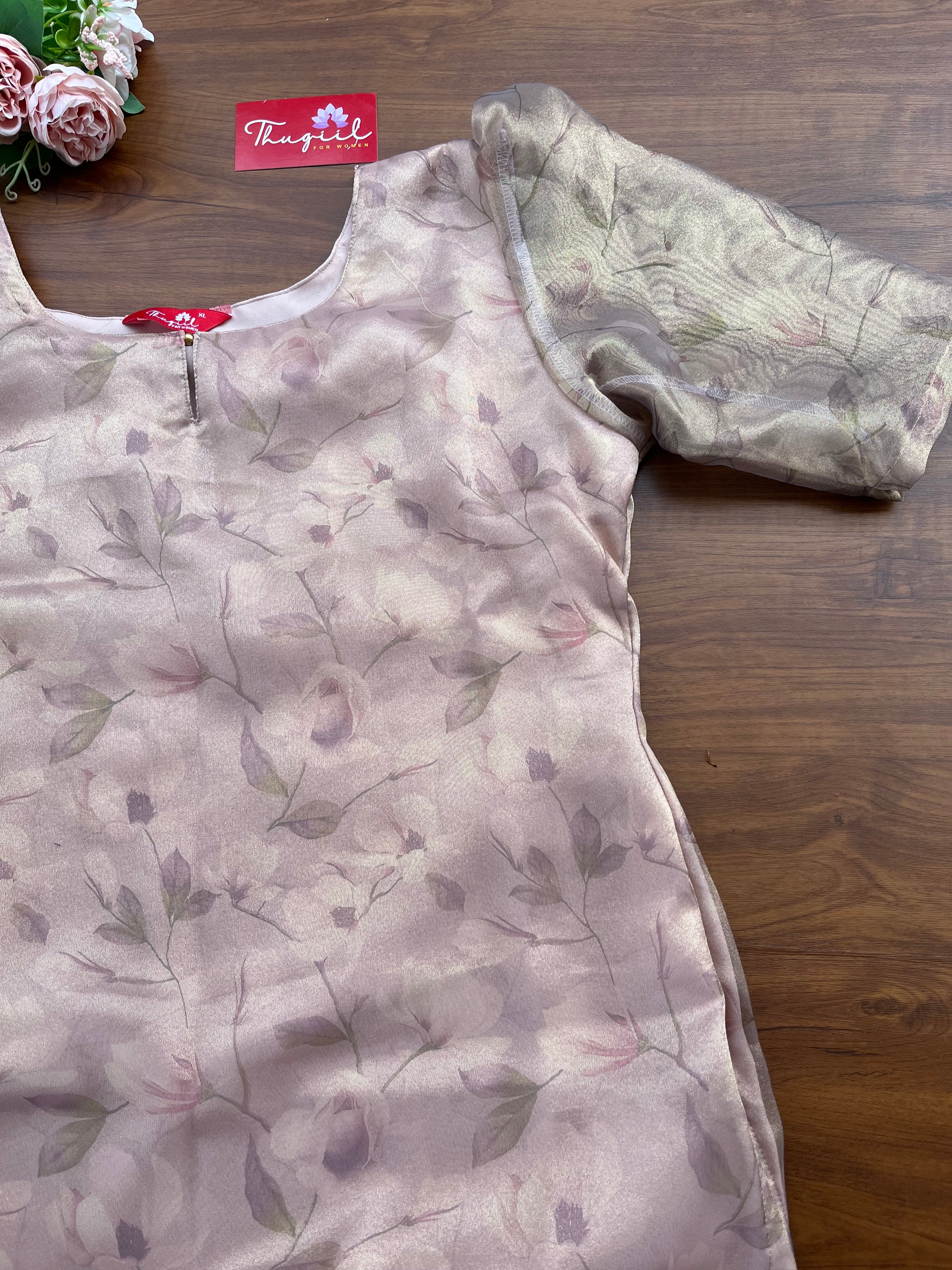 T297 Rose Gold Floral Kurta - Image 2