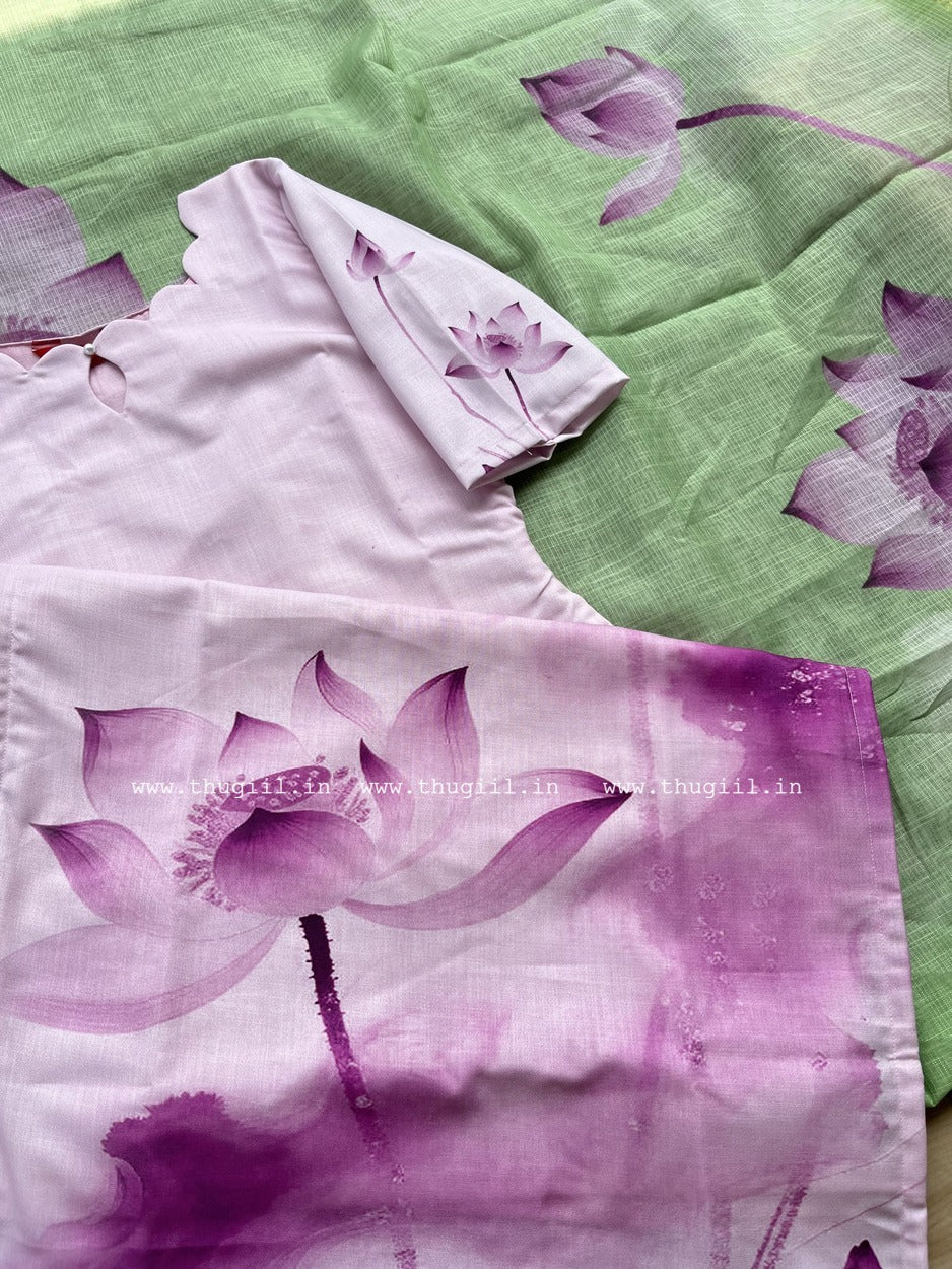 T303 Varnika Lotus Mist Kurta Set (Top-Dupatta) - Image 3