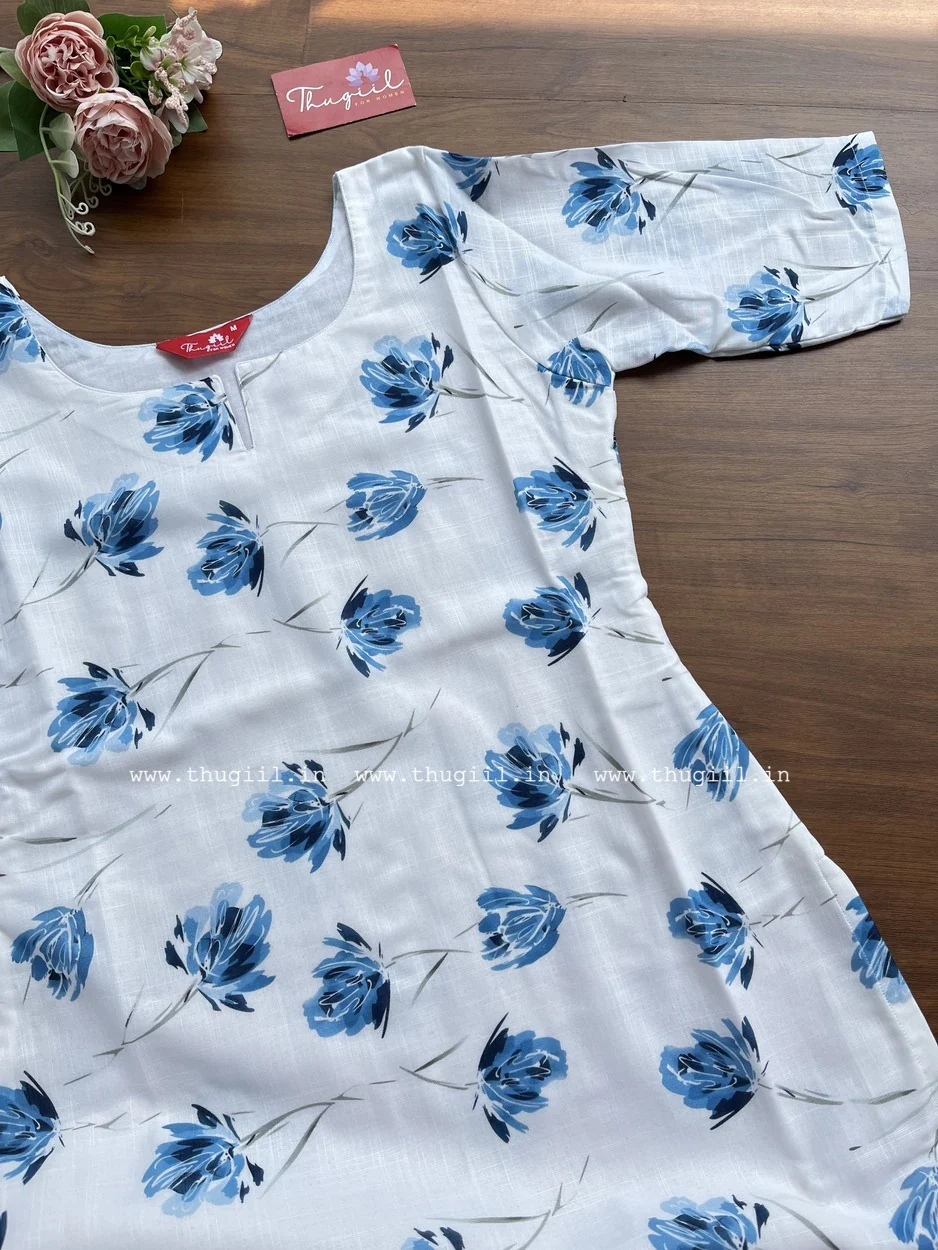 T309 Floral Soft Linen Kurta - Image 2