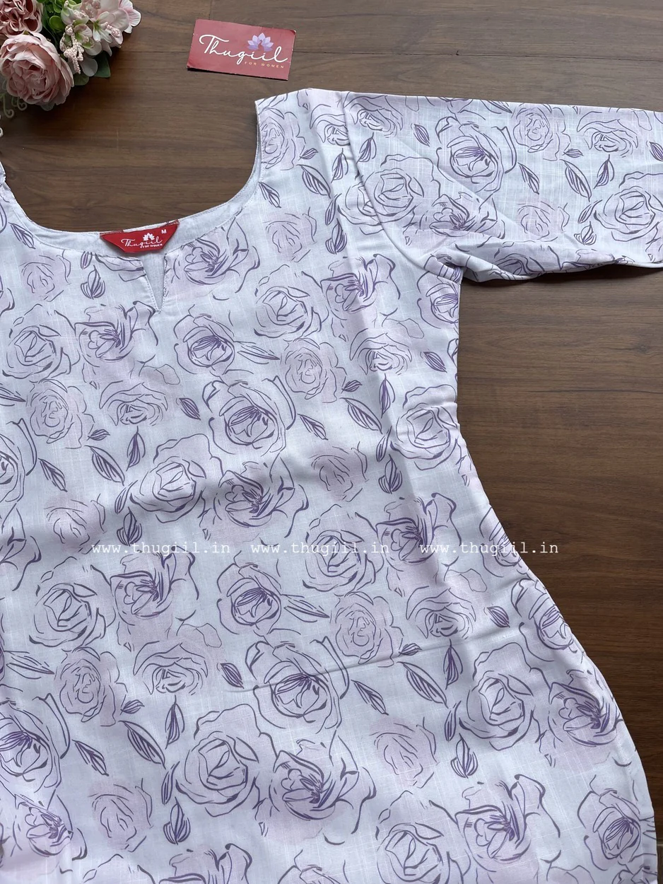 T310 Floral Soft Linen Kurta - Image 2