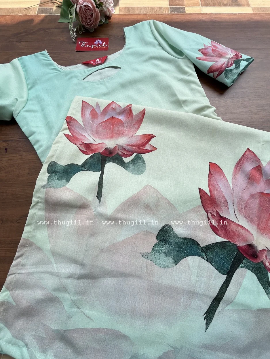 T311 Lotus Mist Kurta Set (Top-Dupatta) - Image 2