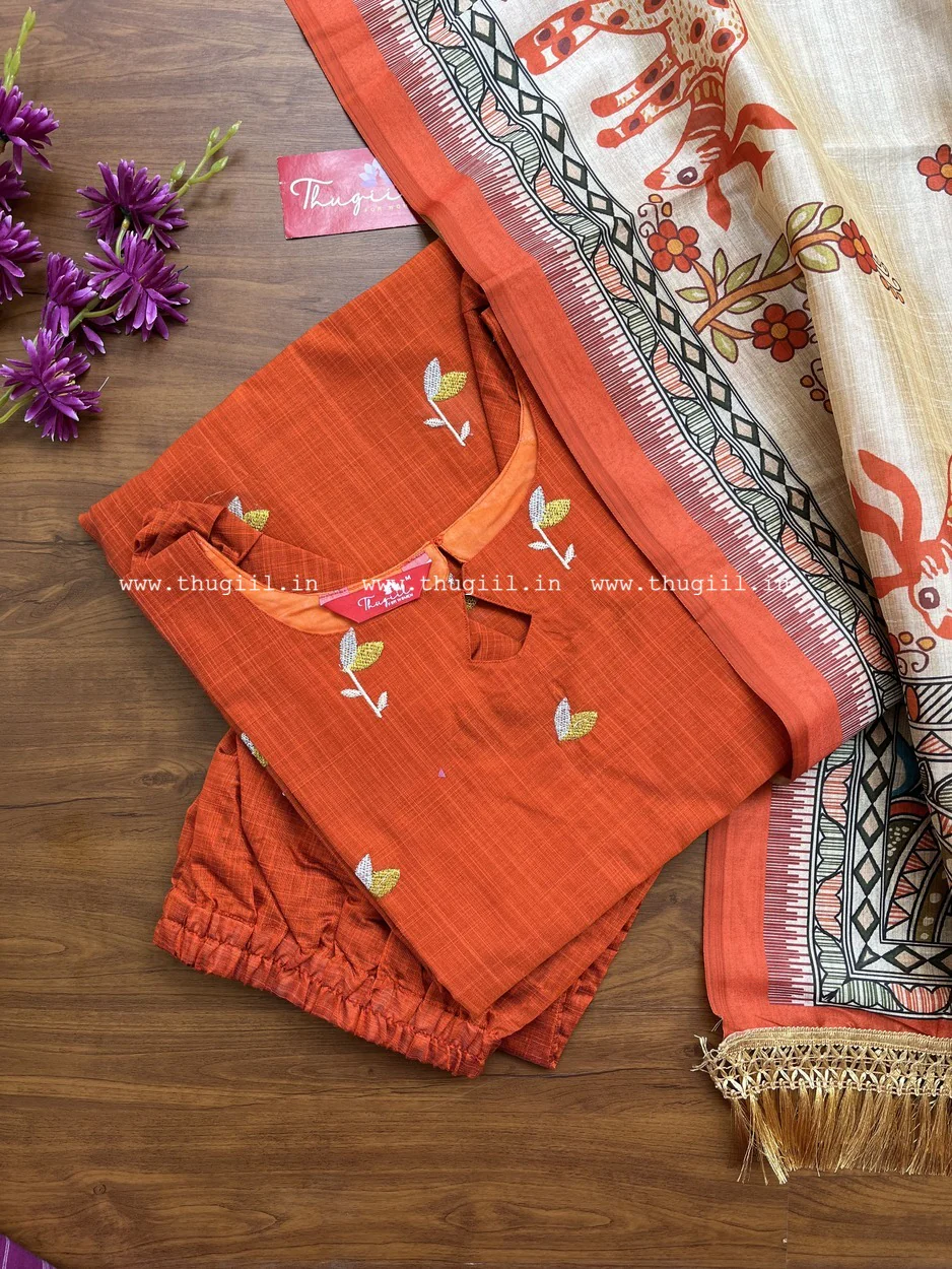 T313 Rust Kalamkari Charm Kurta Set - Image 2