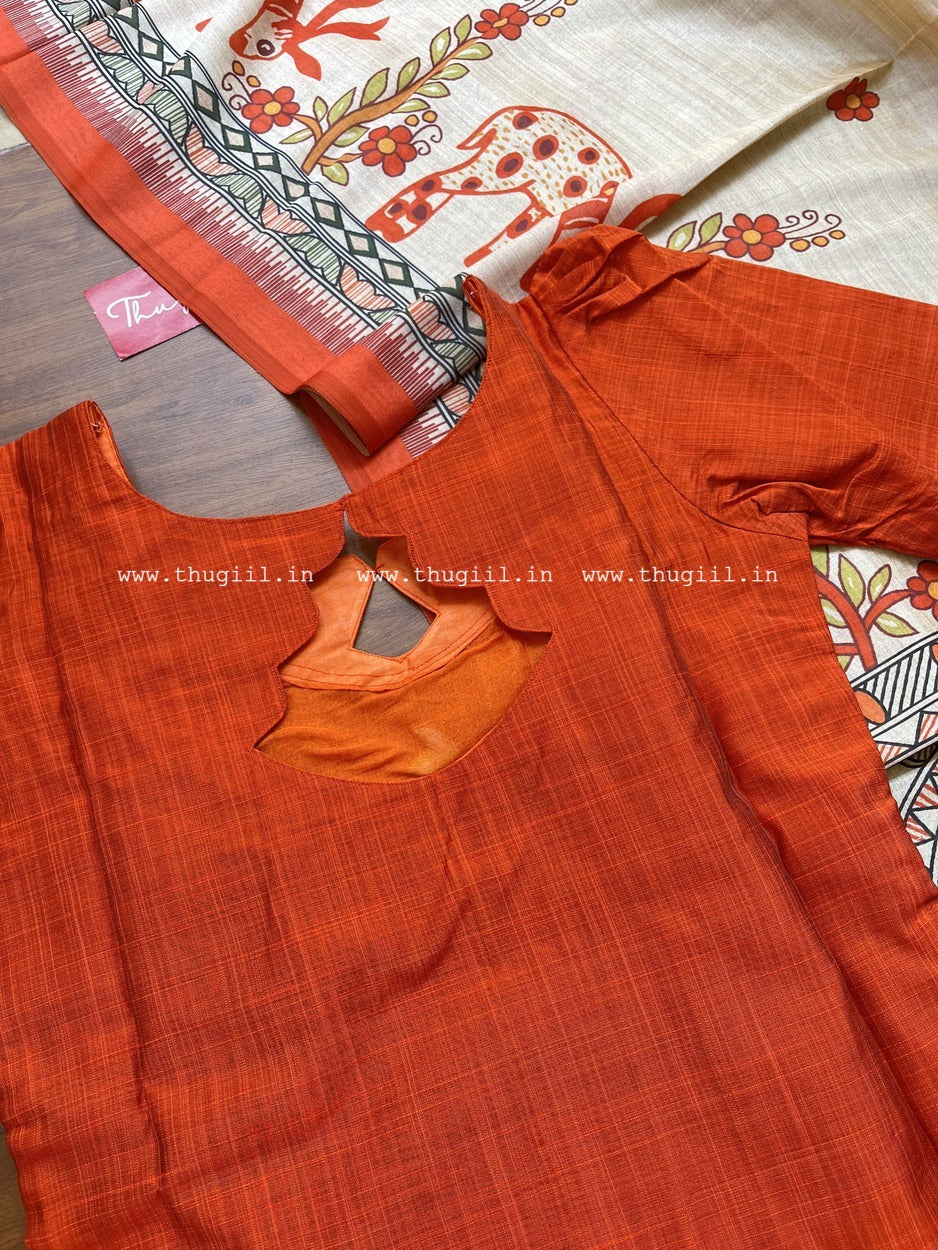 T313 Rust Kalamkari Charm Kurta Set - Image 4