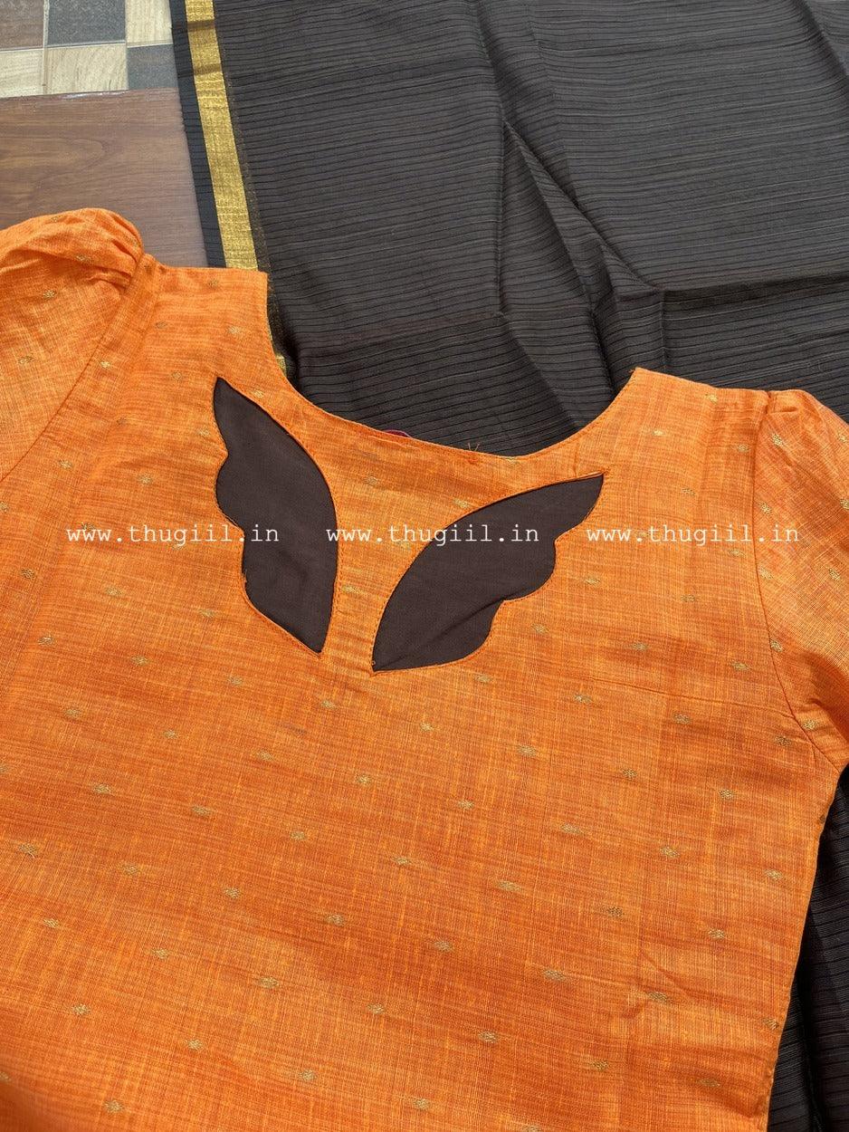 T316  Coffee Edit Kurta Set (Top-Dupatta) - Image 2
