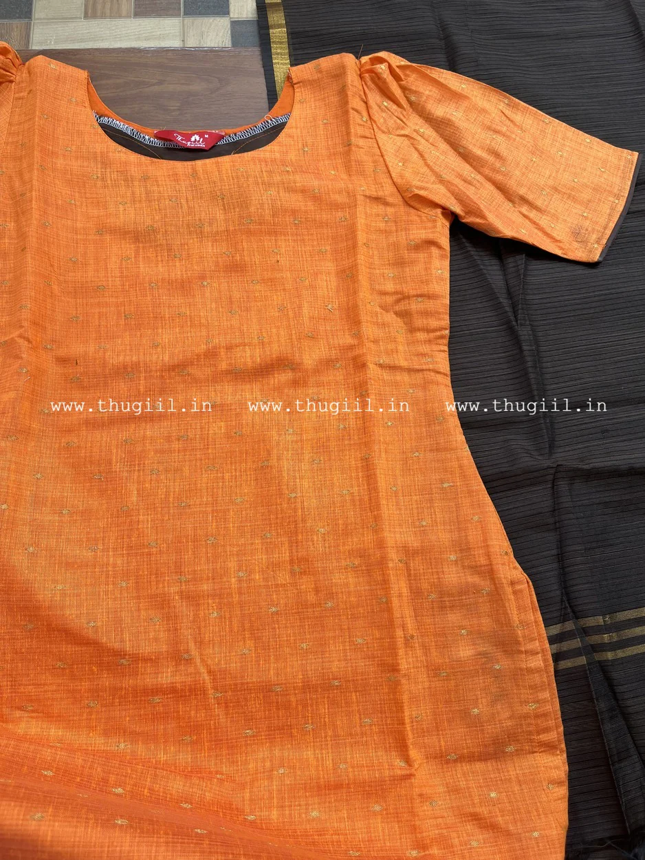 T316  Coffee Edit Kurta Set (Top-Dupatta) - Image 3