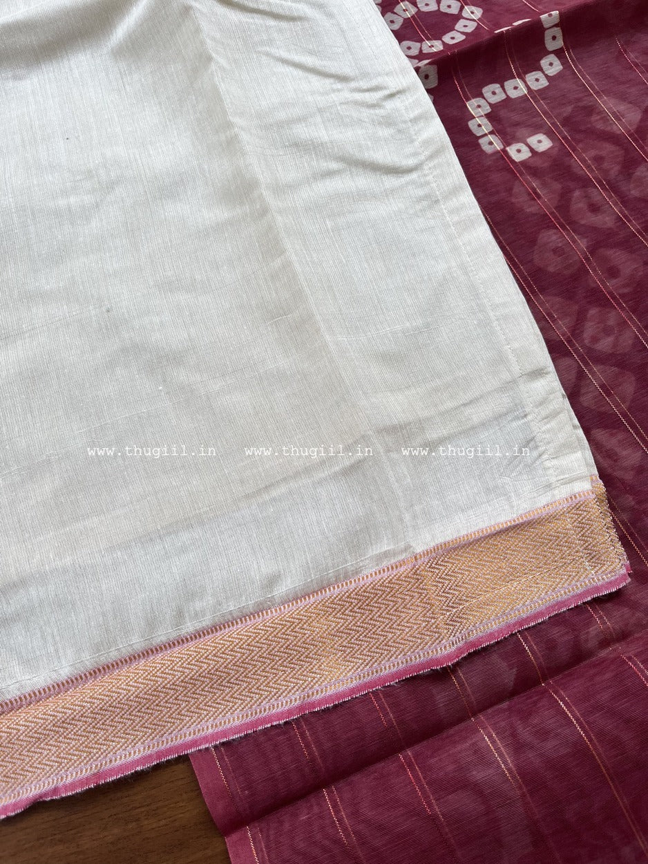 T318 Cream & Wine Kurta Set (Top-Dupatta) - Image 3