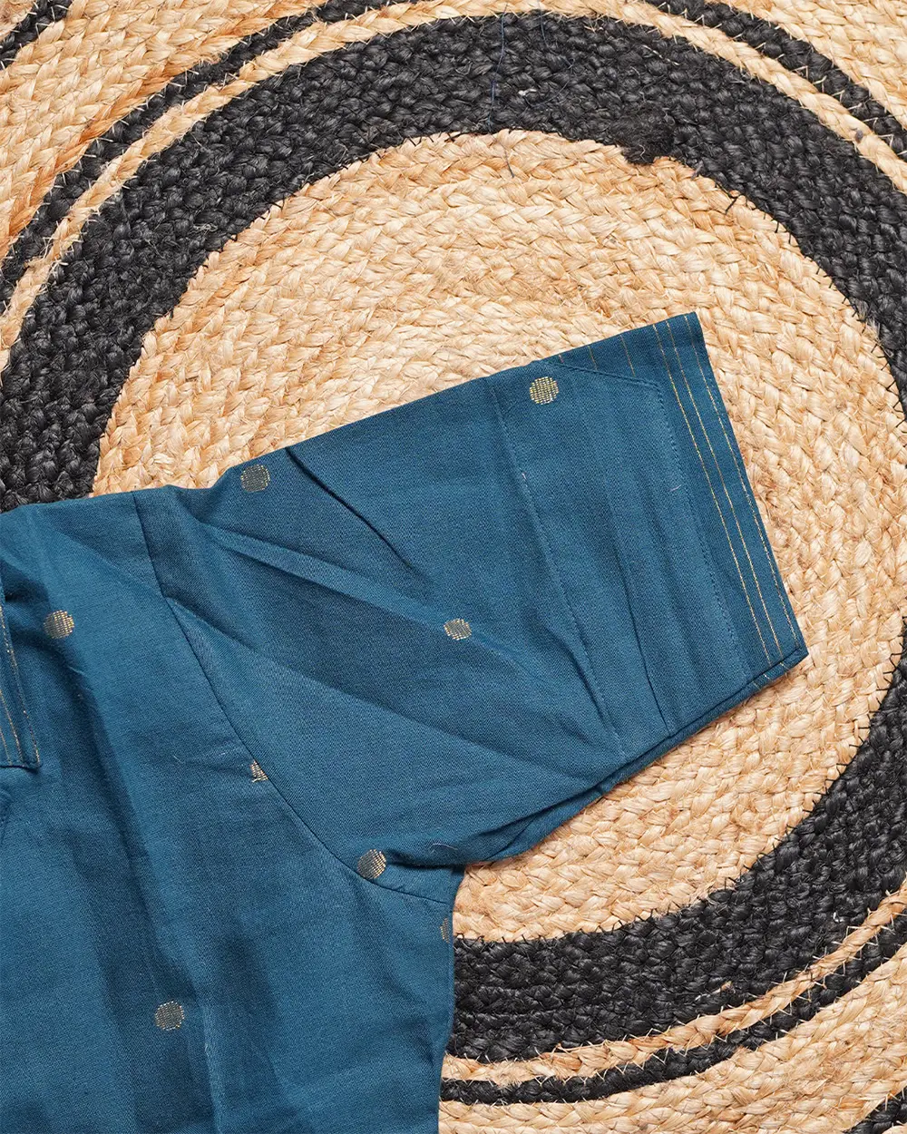 T172 Teal Handloom Cotton Kurta Set - Image 4