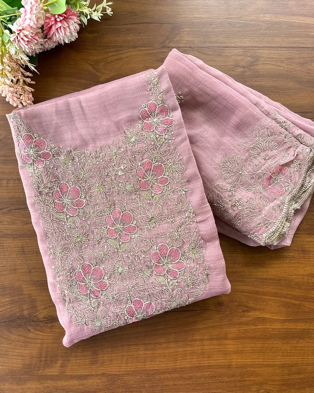 T112 Crushed Crepe Silk Unstitched Suits