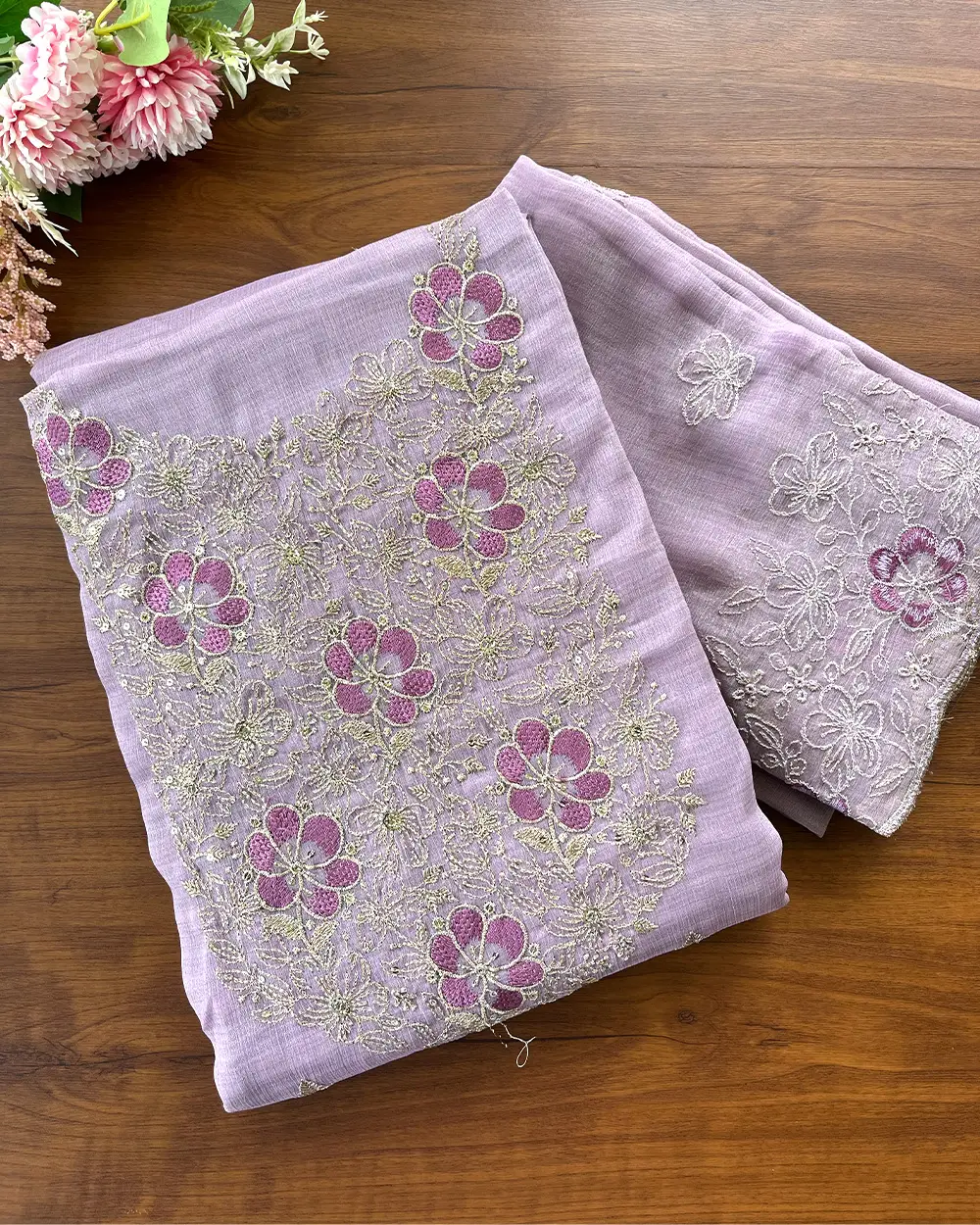 T112 Crushed Crepe Silk Unstitched Suits - Image 3