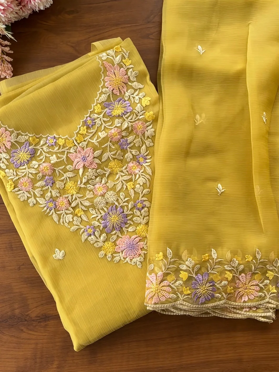 T113 Crushed Organza Unstitched Suits - Image 2