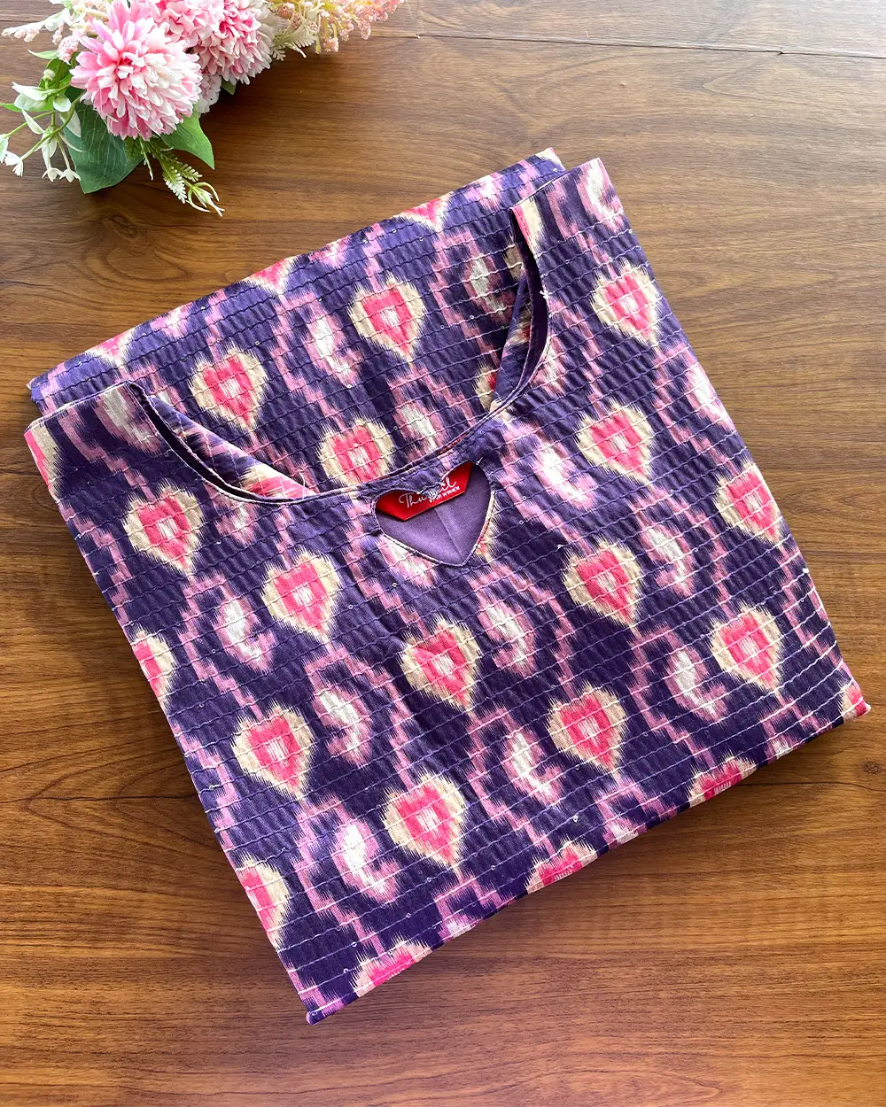 T184 Violet Chanderi Silk Kurta - Image 2