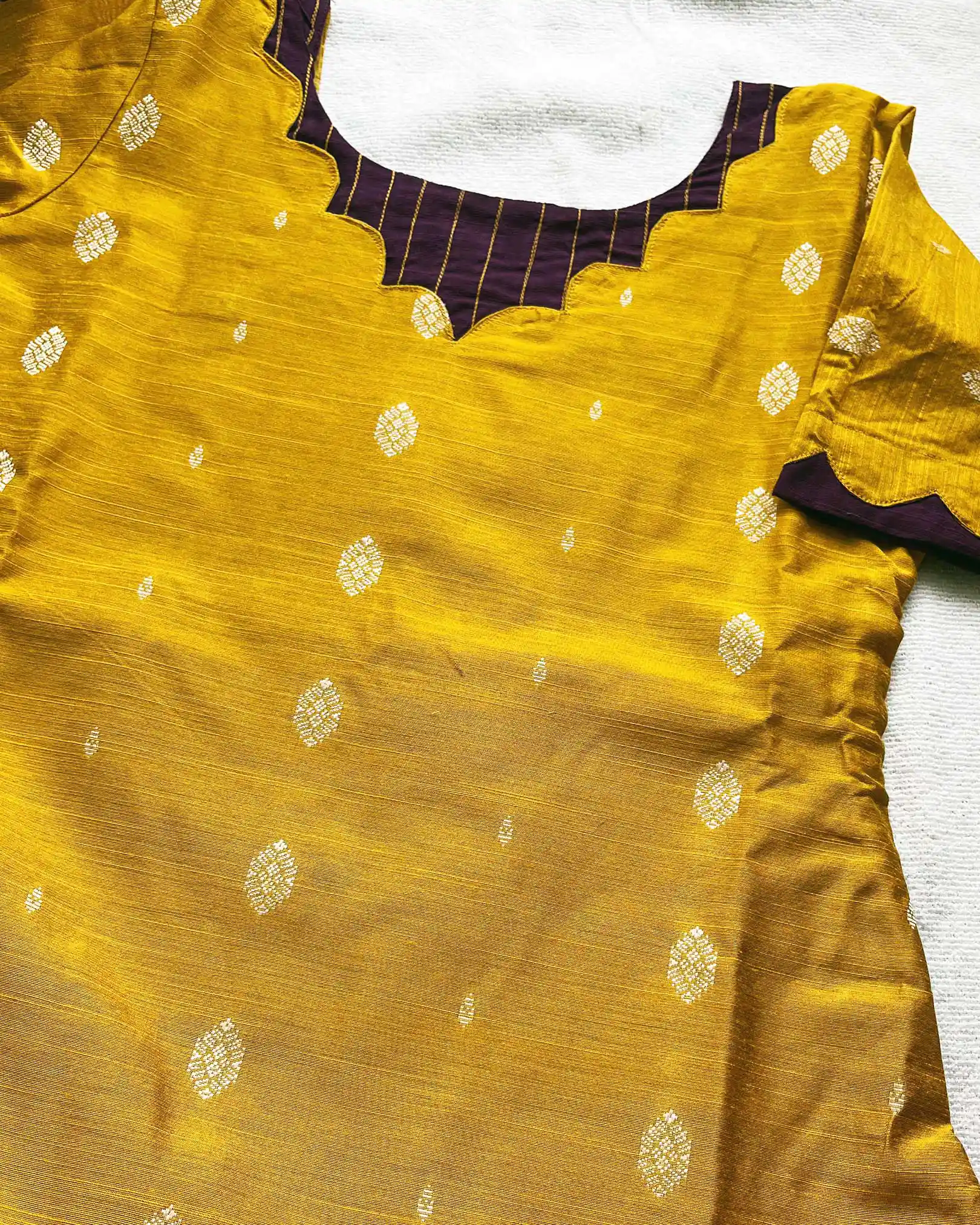 T032 Marigold slub silk kurta set - Image 4